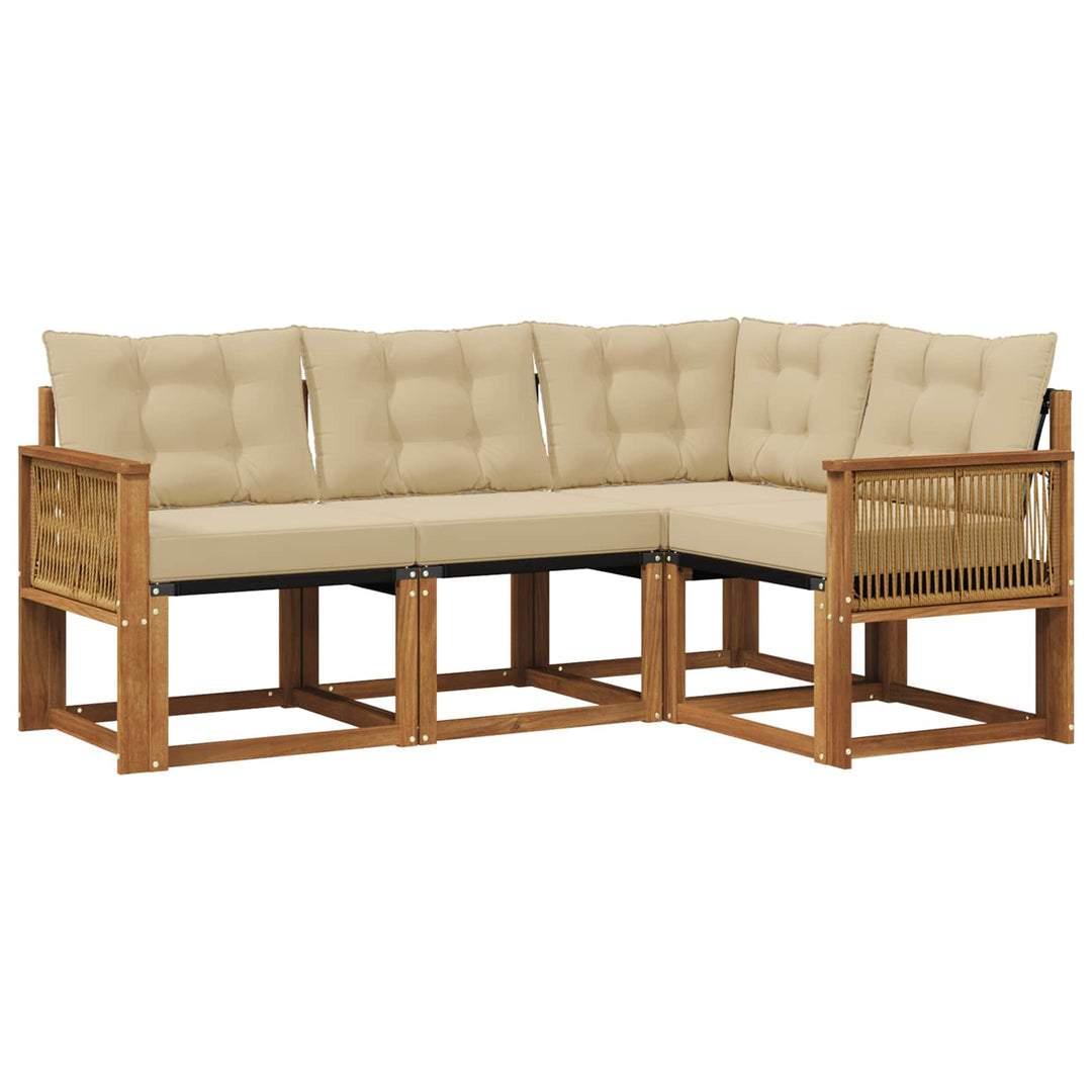 Udendørs sofagruppe med pude 4 pcs Naturlig og Beige