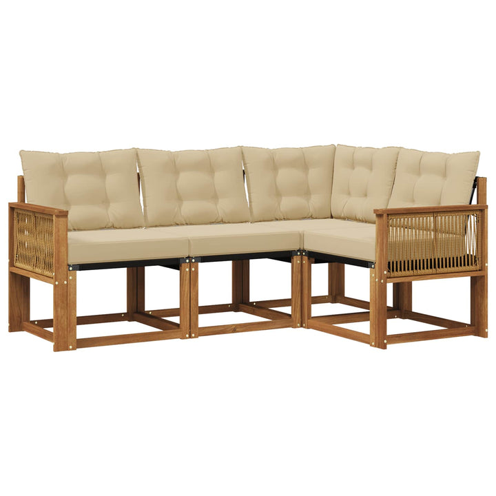 Udendørs sofagruppe med pude 4 pcs Naturlig og Beige