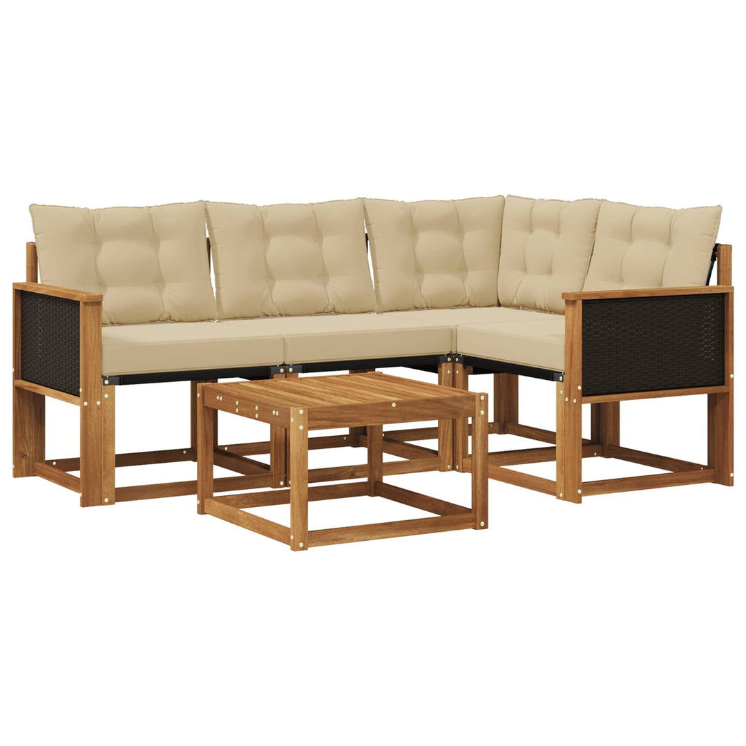 Udendørs sofagruppe med pude 5 pcs Naturlig og Beige