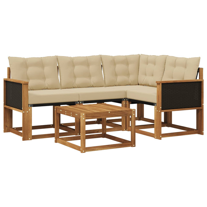 Udendørs sofagruppe med pude 5 pcs Naturlig og Beige