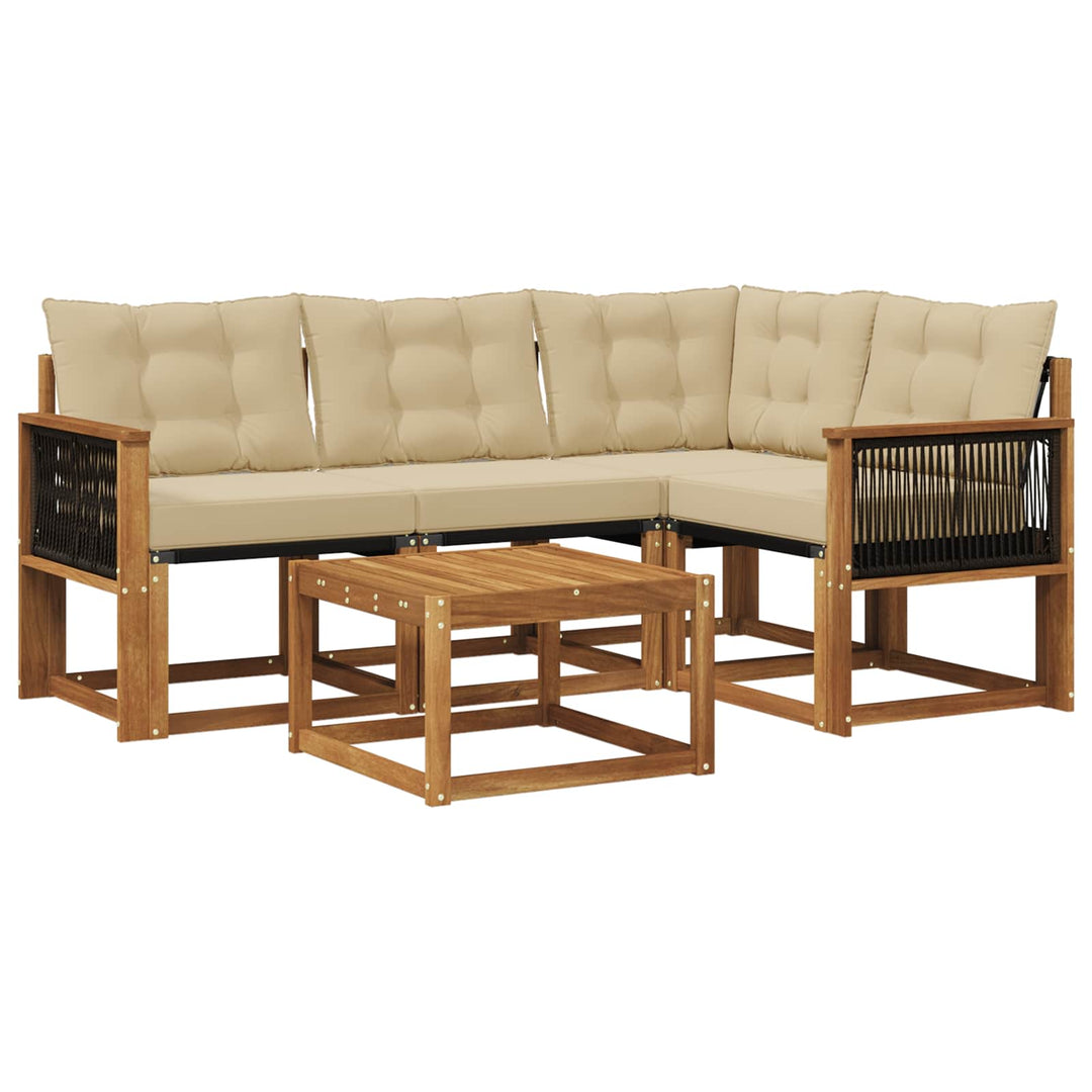 Udendørs sofagruppe med pude 5 pcs Naturlig og Beige
