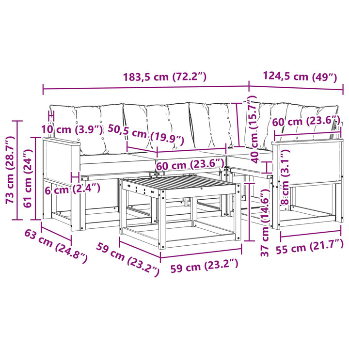 Udendørs sofagruppe med pude 5 pcs Naturlig og Beige
