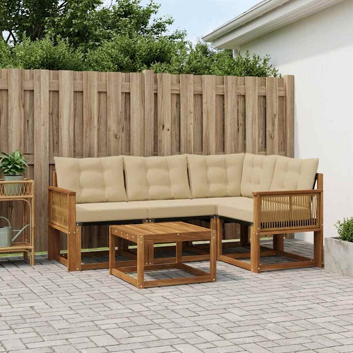 Udendørs sofagruppe med pude 5 pcs Naturlig og Beige