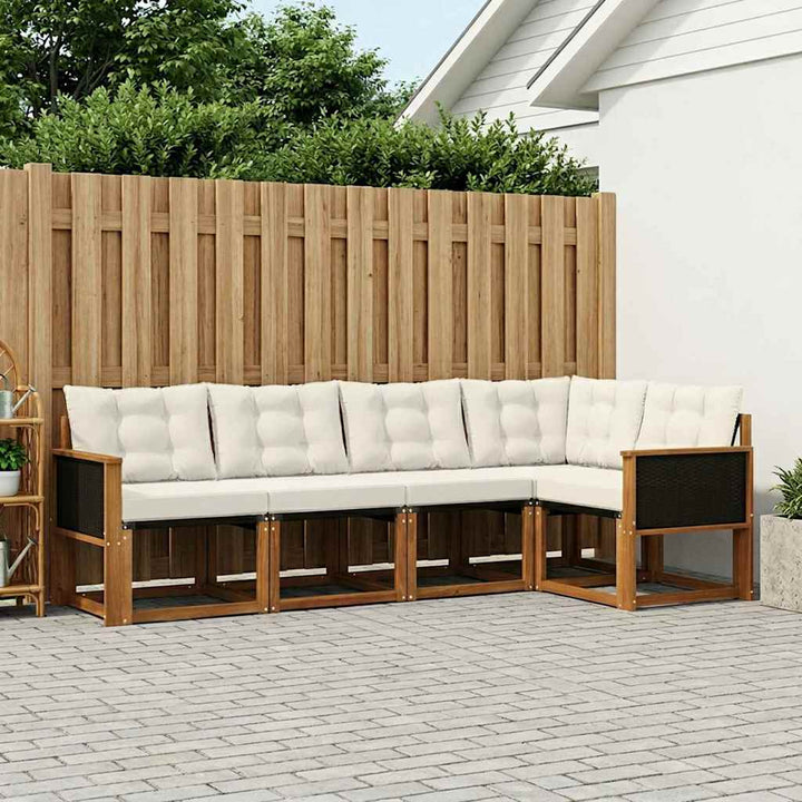 Udendørs sofagruppe med pude 5 pcs Naturlig og Fløde