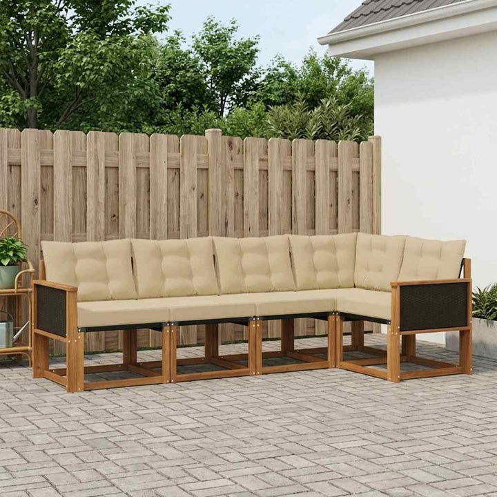 Udendørs sofagruppe med pude 5 pcs Naturlig og Beige