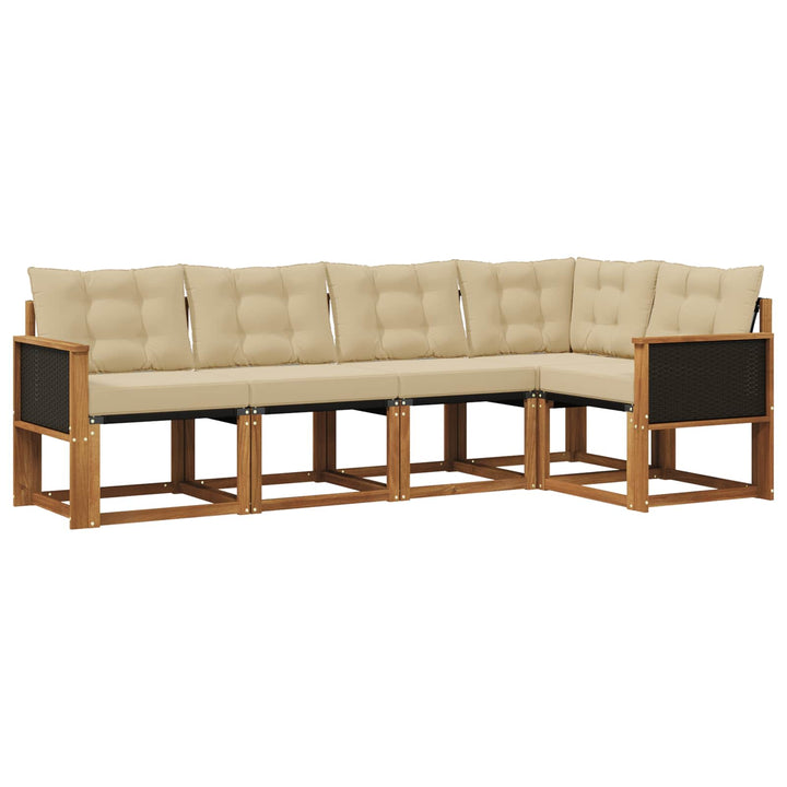 Udendørs sofagruppe med pude 5 pcs Naturlig og Beige