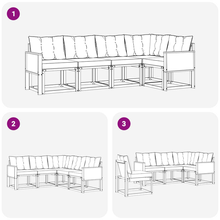 Udendørs sofagruppe med pude 5 pcs Naturlig og Beige