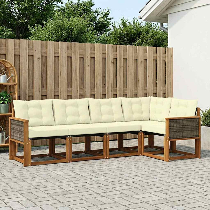 Udendørs sofagruppe med pude 5 pcs Naturlig og Fløde