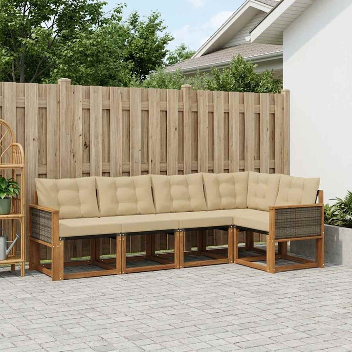 Udendørs sofagruppe med pude 5 pcs Naturlig og Beige