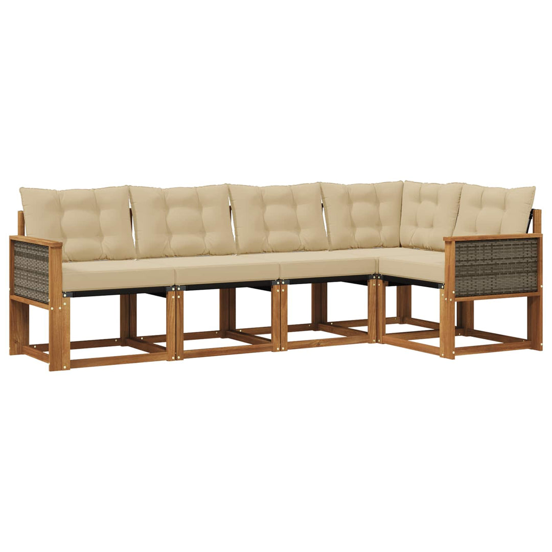 Udendørs sofagruppe med pude 5 pcs Naturlig og Beige