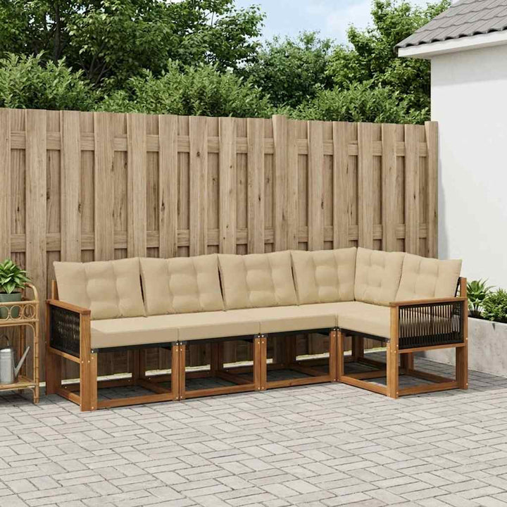 Udendørs sofagruppe med pude 5 pcs Naturlig og Beige