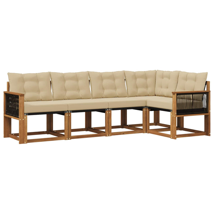 Udendørs sofagruppe med pude 5 pcs Naturlig og Beige