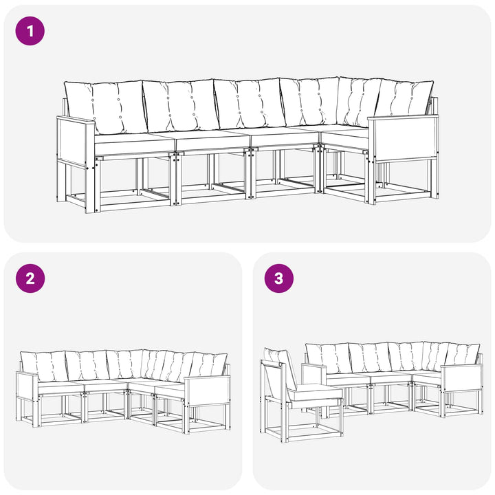 Udendørs sofagruppe med pude 5 pcs Naturlig og Beige