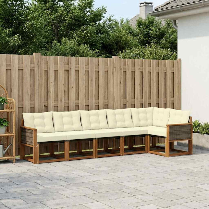 Udendørs sofagruppe med pude 6 pcs Naturlig og Fløde