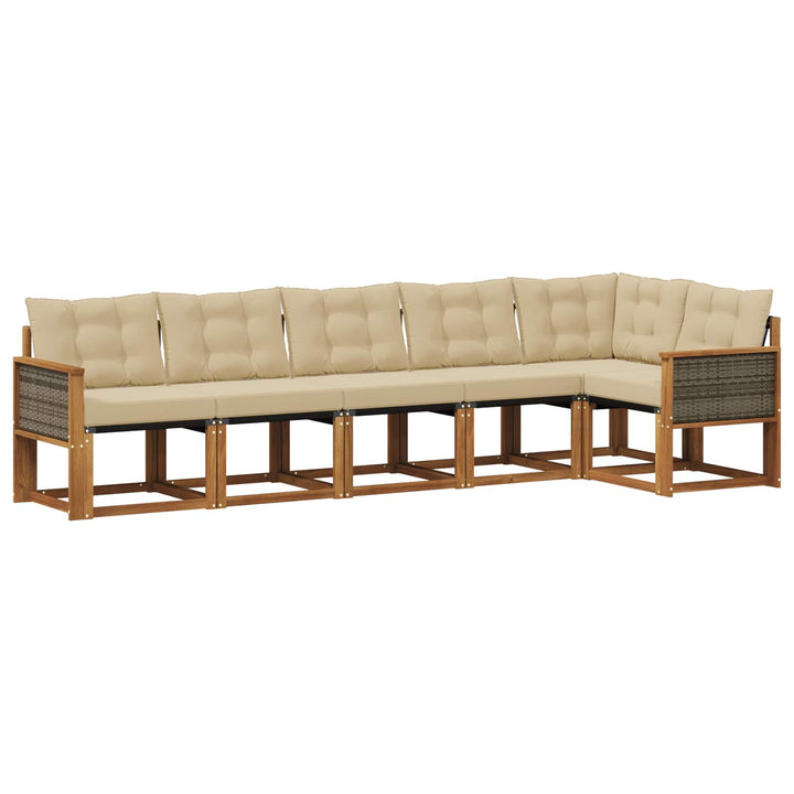 Udendørs sofagruppe med pude 6 pcs Naturlig og Beige