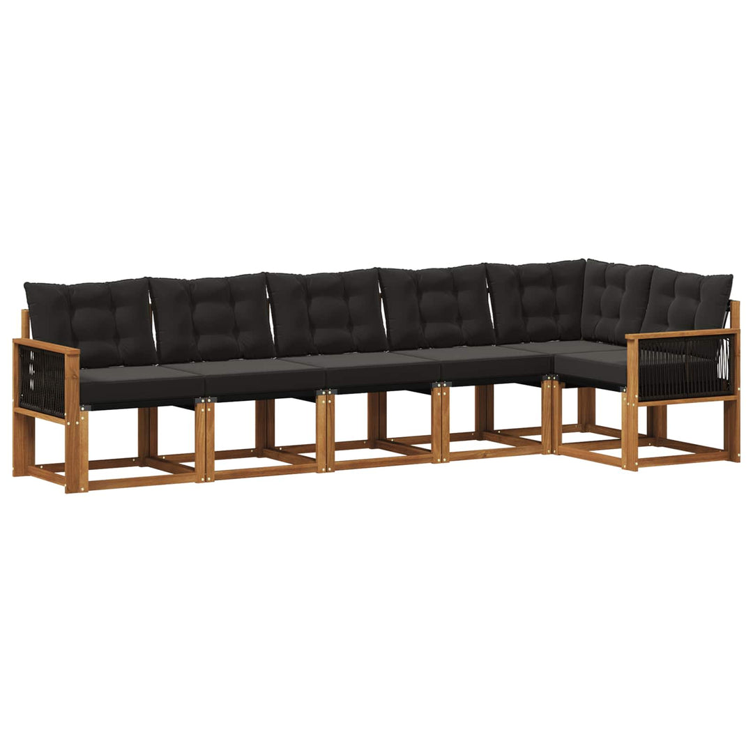 Udendørs sofagruppe med pude 6 pcs Naturfarvet og sort