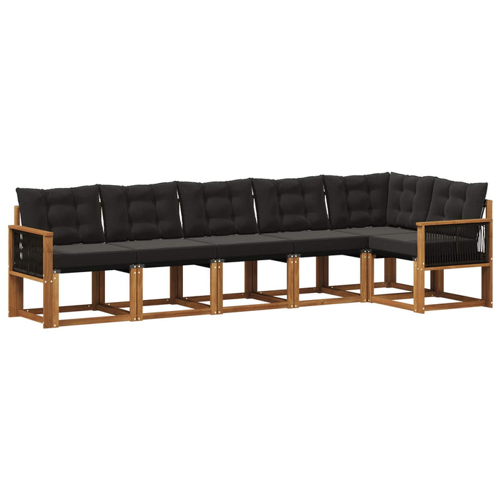 Udendørs sofagruppe med pude 6 pcs Naturfarvet og sort