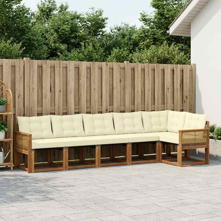 Udendørs sofagruppe med pude 6 pcs Naturlig og Fløde