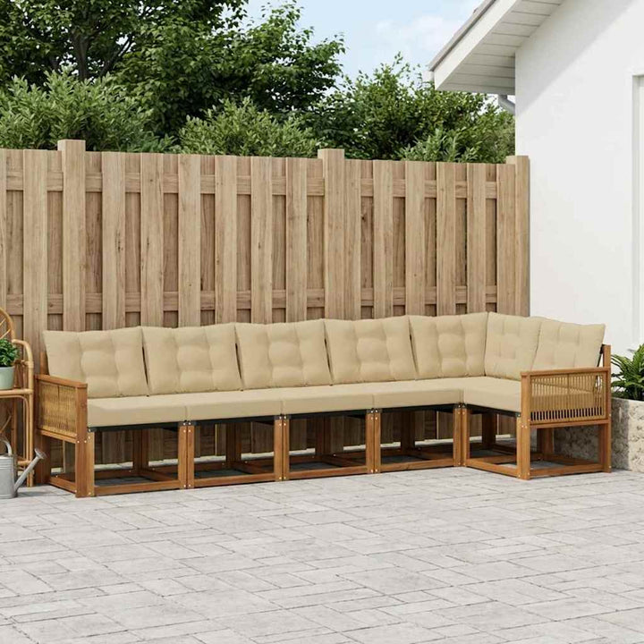 Udendørs sofagruppe 6 pcs Naturlig og Beige