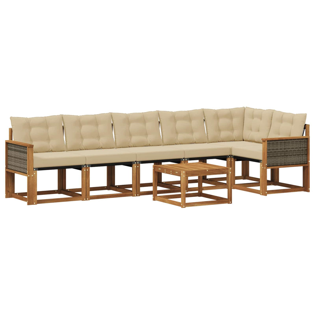 Udendørs sofagruppe med pude 7 pcs Naturlig og Beige