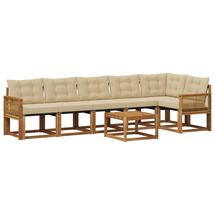 Udendørs sofagruppe med pude 7 pcs Naturlig og Beige