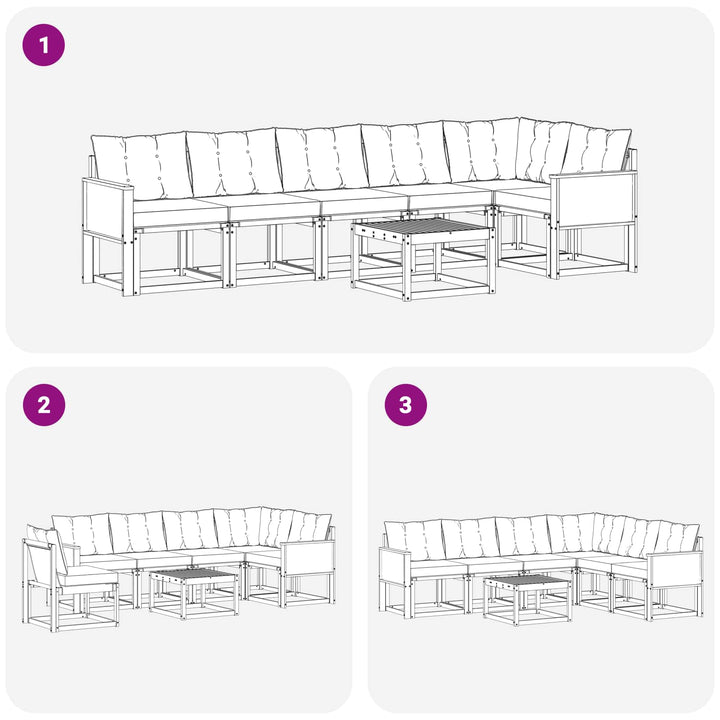 Udendørs sofagruppe med pude 7 pcs Naturlig og Beige