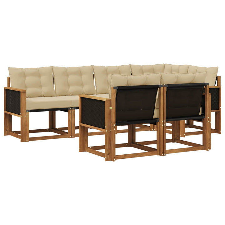 Udendørs sofagruppe med pude 7 pcs Naturlig og Beige