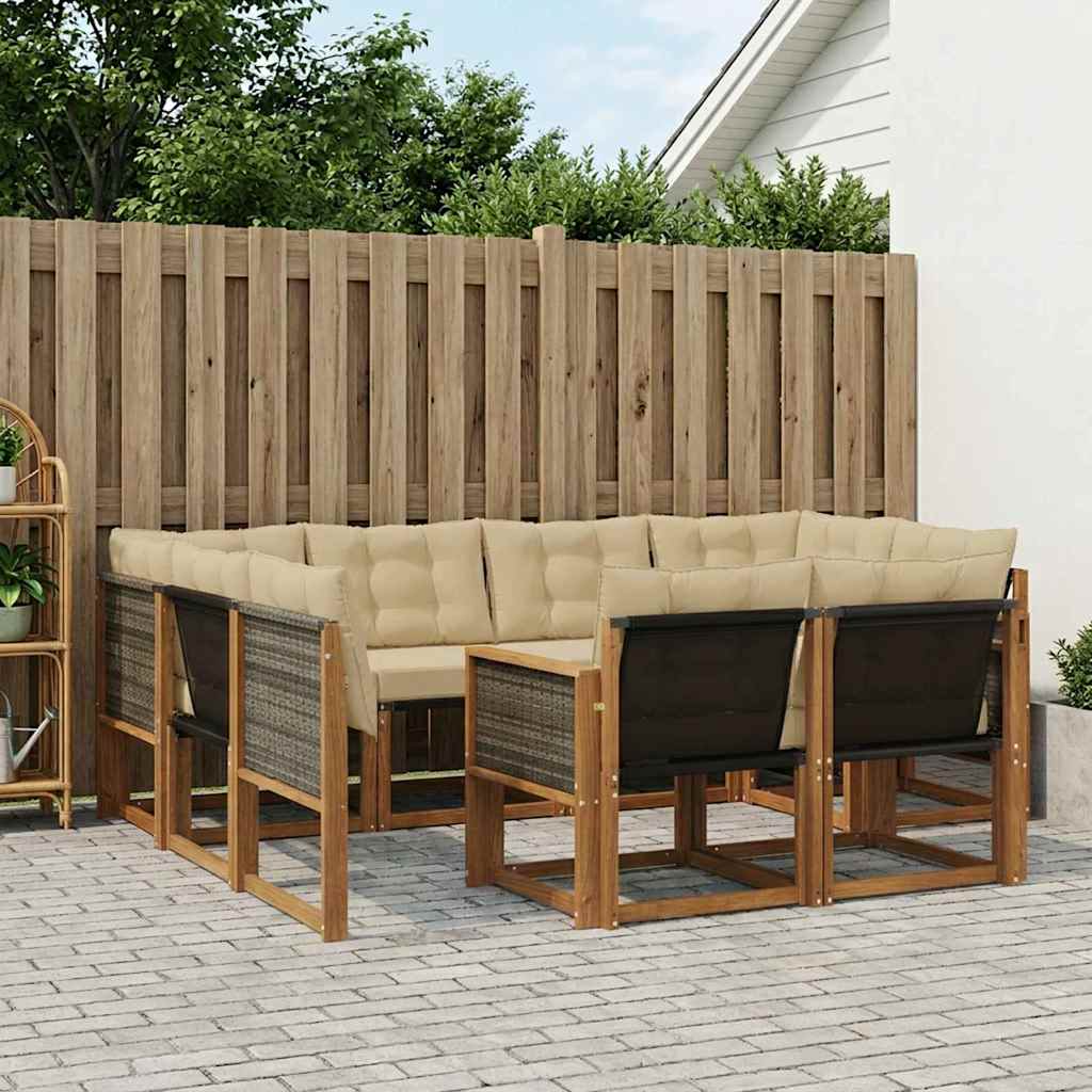 Udendørs sofagruppe med pude 7 pcs Naturlig og Beige
