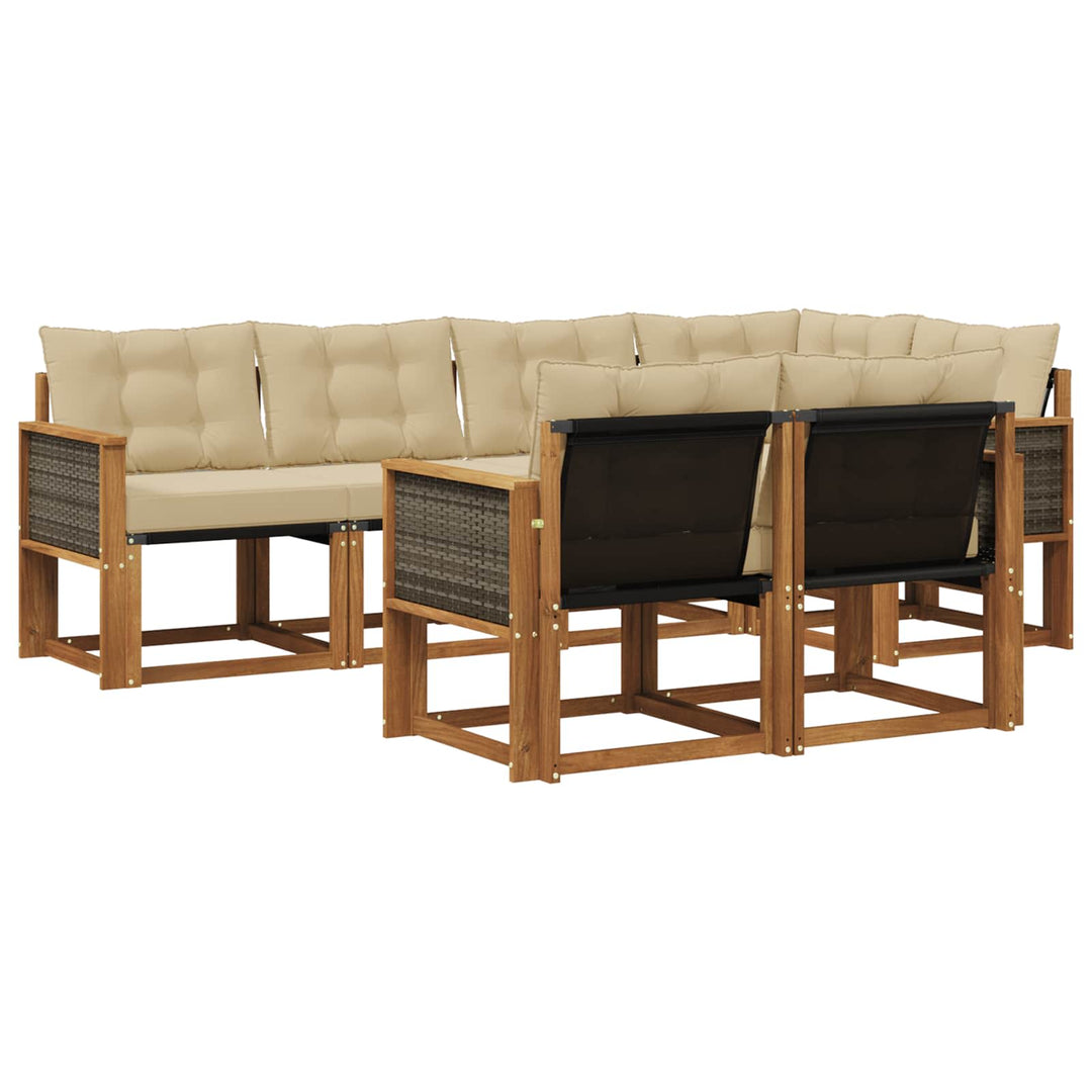 Udendørs sofagruppe med pude 7 pcs Naturlig og Beige