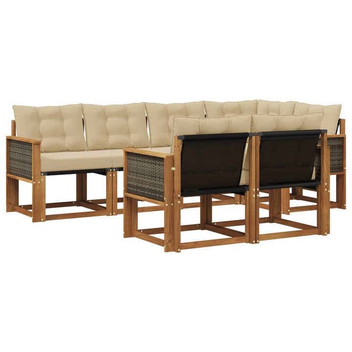 Udendørs sofagruppe med pude 7 pcs Naturlig og Beige