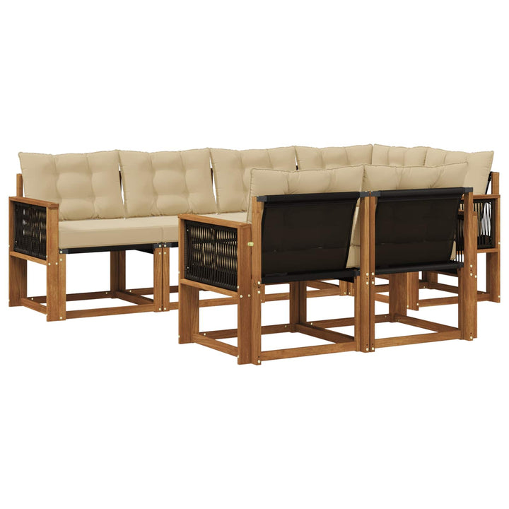 Udendørs sofagruppe med pude 7 pcs Naturlig og Beige