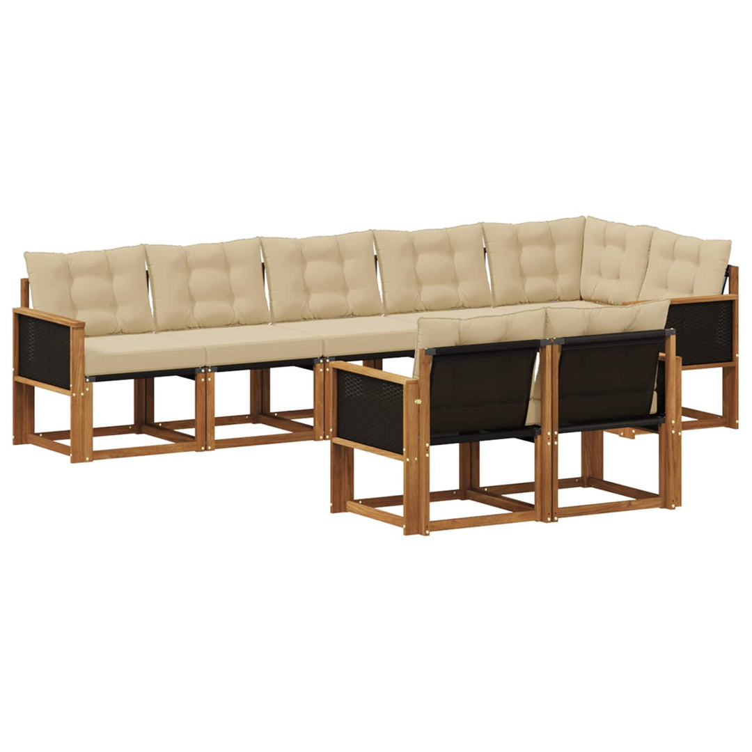 Udendørs sofagruppe med pude 8 pcs Naturlig og Beige
