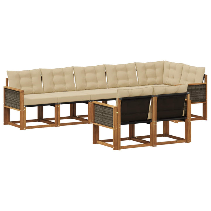 Udendørs sofagruppe med pude 8 pcs Naturlig og Beige