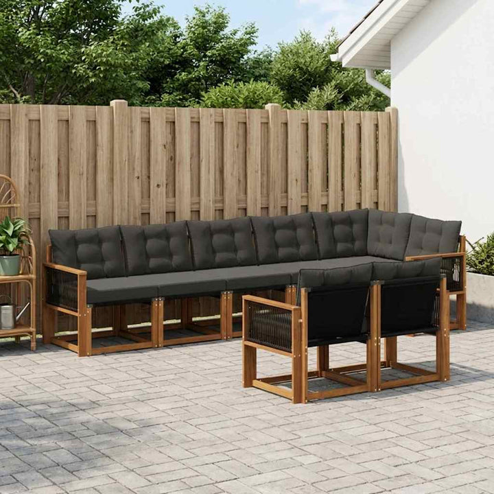 Udendørs sofagruppe med pude 8 pcs Naturfarvet og sort