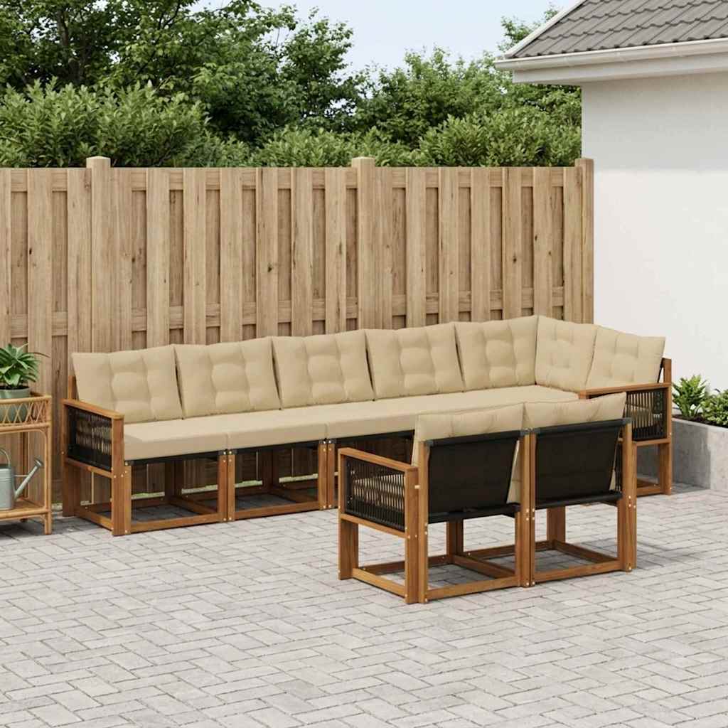 Udendørs sofagruppe med pude 8 pcs Naturlig og Beige