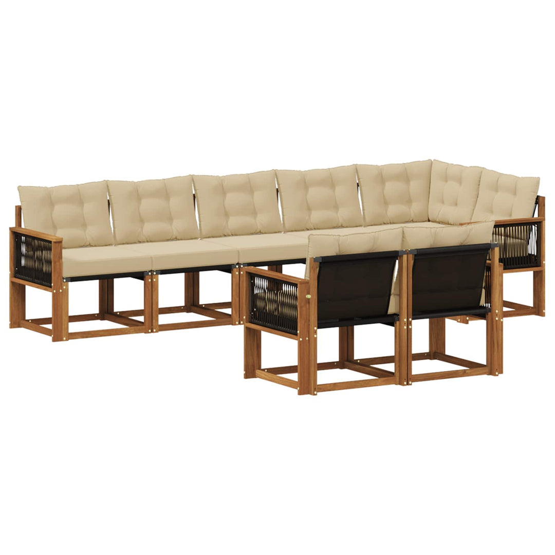 Udendørs sofagruppe med pude 8 pcs Naturlig og Beige