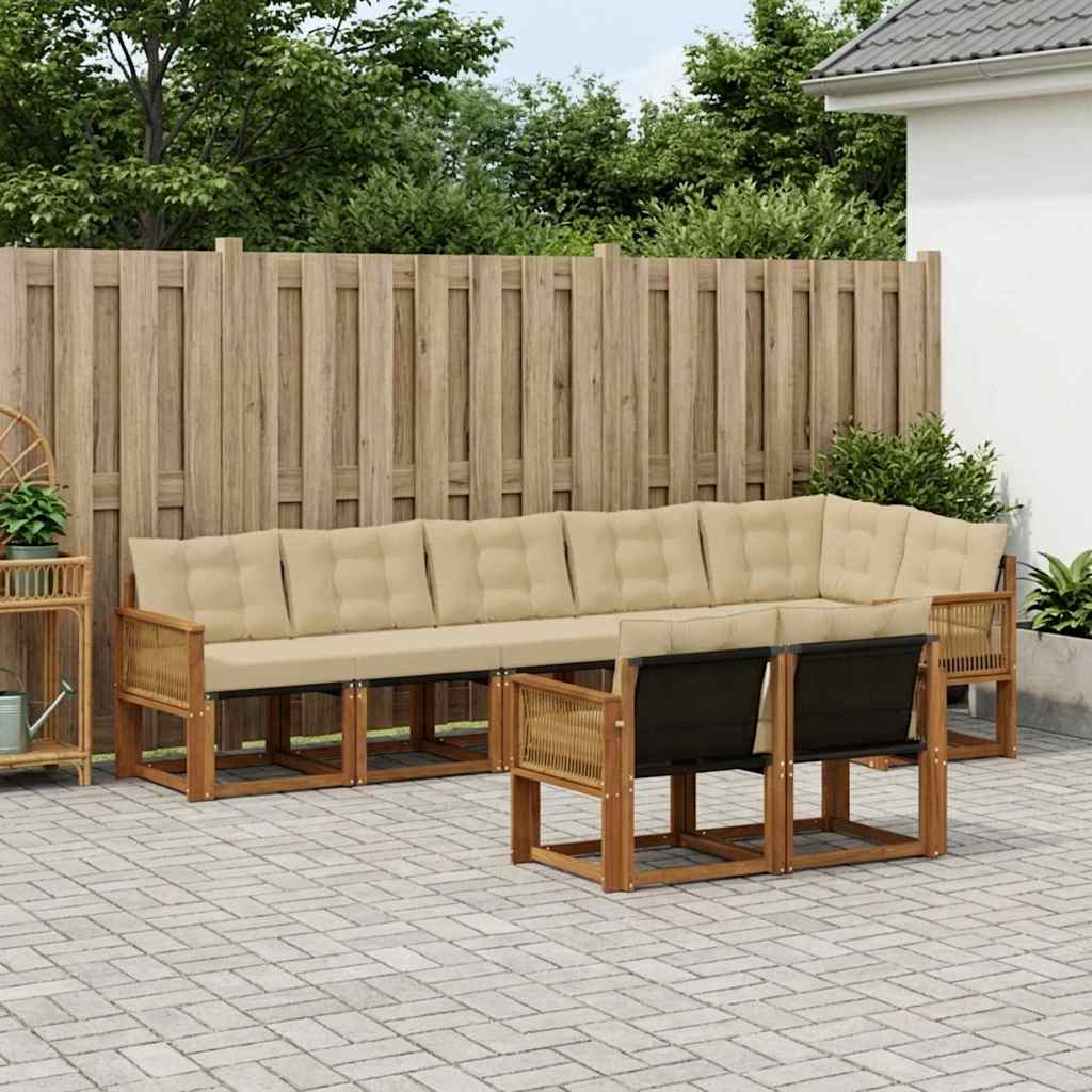 Udendørs sofagruppe med pude 8 pcs Naturlig og Beige