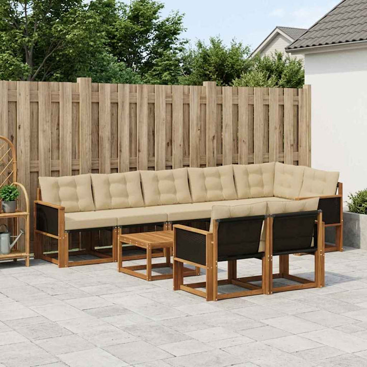 Udendørs sofagruppe med pude 9 pcs Naturlig og Beige