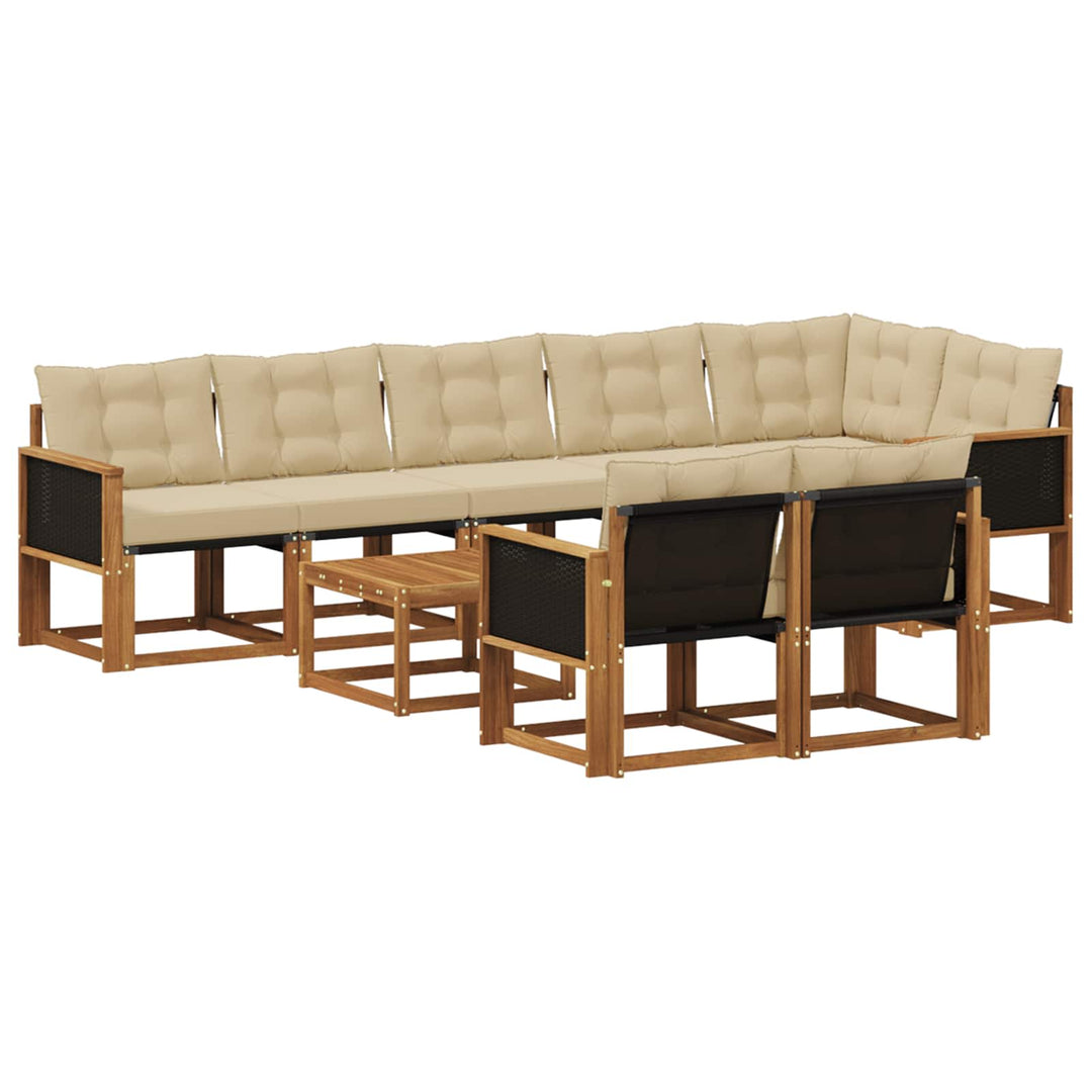 Udendørs sofagruppe med pude 9 pcs Naturlig og Beige