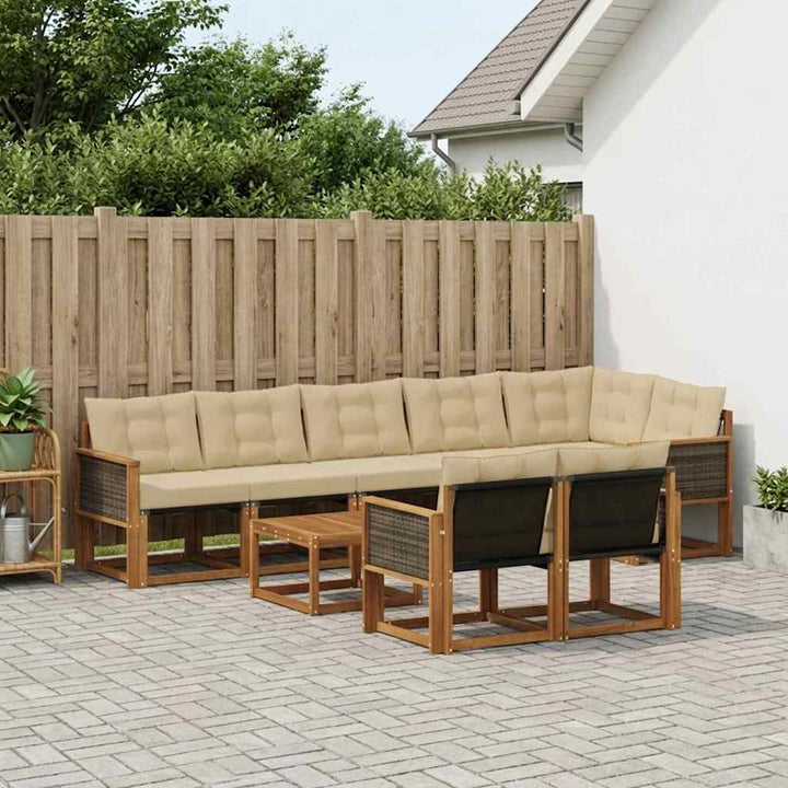 Udendørs sofagruppe med pude 9 pcs Naturlig og Beige