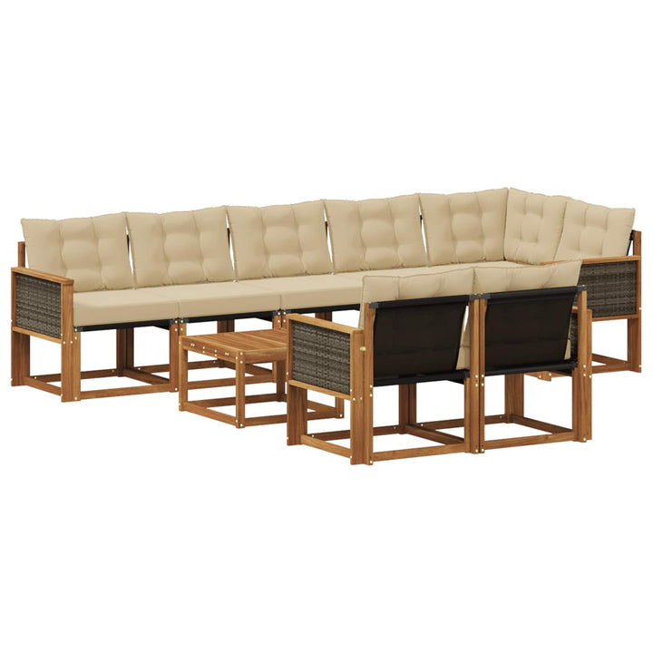 Udendørs sofagruppe med pude 9 pcs Naturlig og Beige