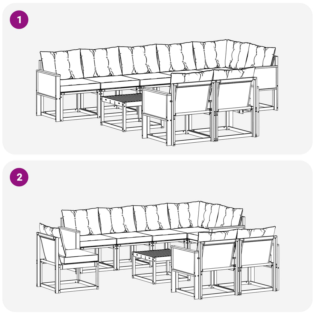 Udendørs sofagruppe med pude 9 pcs Naturlig og Beige