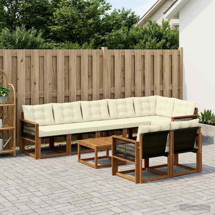 Udendørs sofagruppe med pude 9 pcs Naturlig og Fløde