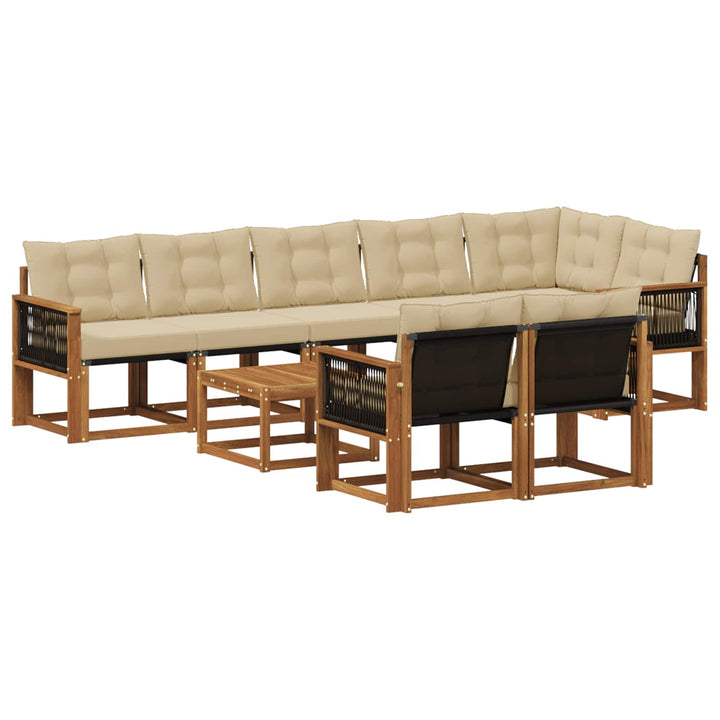 Udendørs sofagruppe med pude 9 pcs Naturlig og Beige