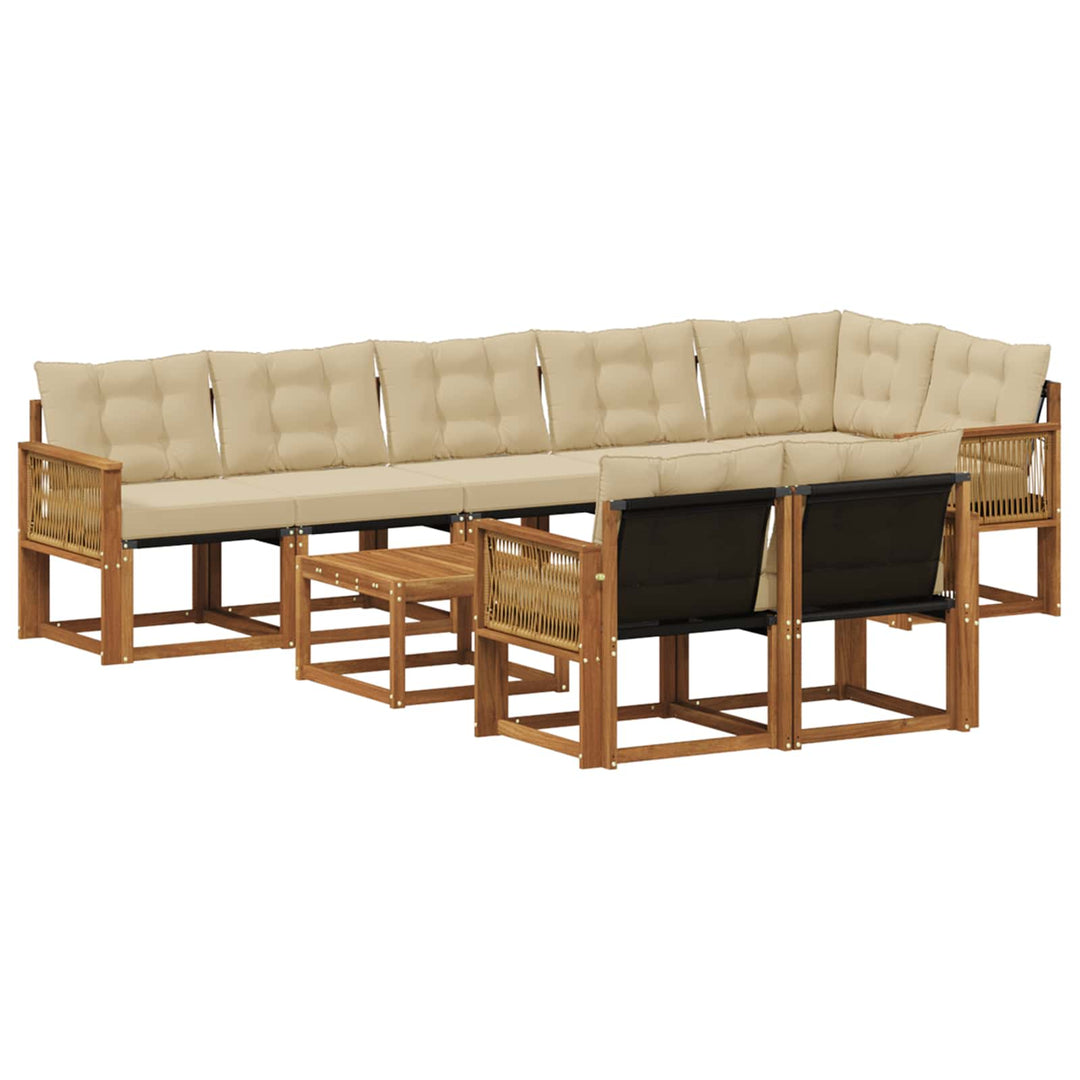 Udendørs sofagruppe med pude 9 pcs Naturlig og Beige