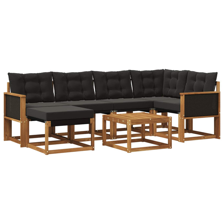 Udendørs sofagruppe med pude 7 pcs Naturfarvet og sort