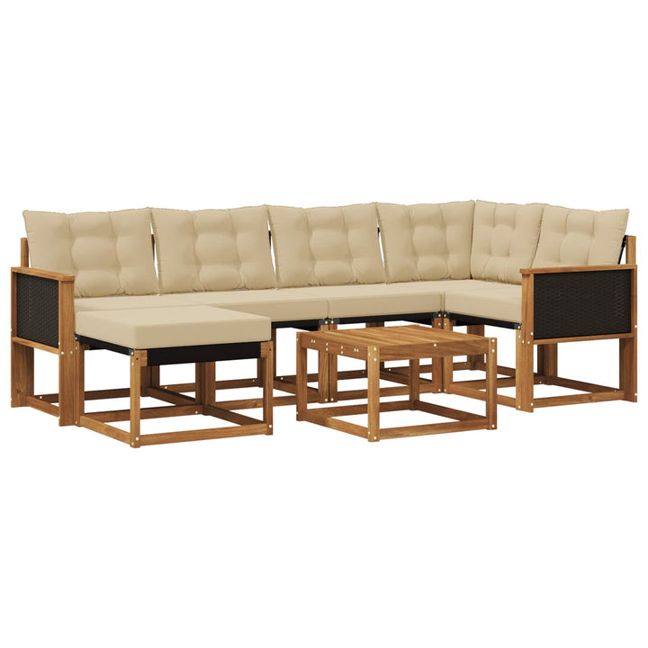 Udendørs sofagruppe med pude 7 pcs Naturlig og Beige