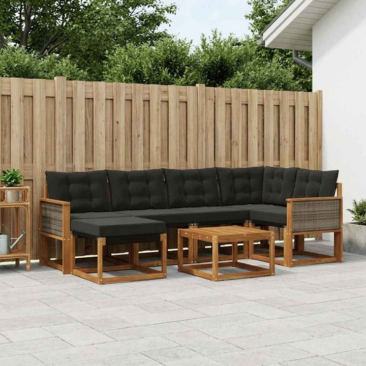 Udendørs sofagruppe med pude 7 pcs Naturfarvet og sort