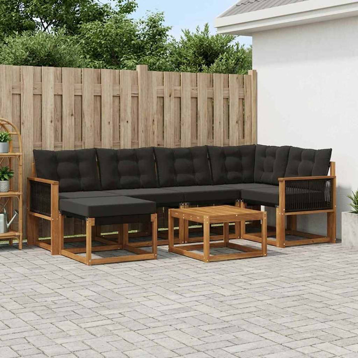 Udendørs sofagruppe med pude 7 pcs Naturfarvet og sort
