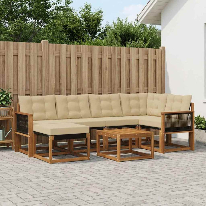Udendørs sofagruppe med pude 7 pcs Naturlig og Beige